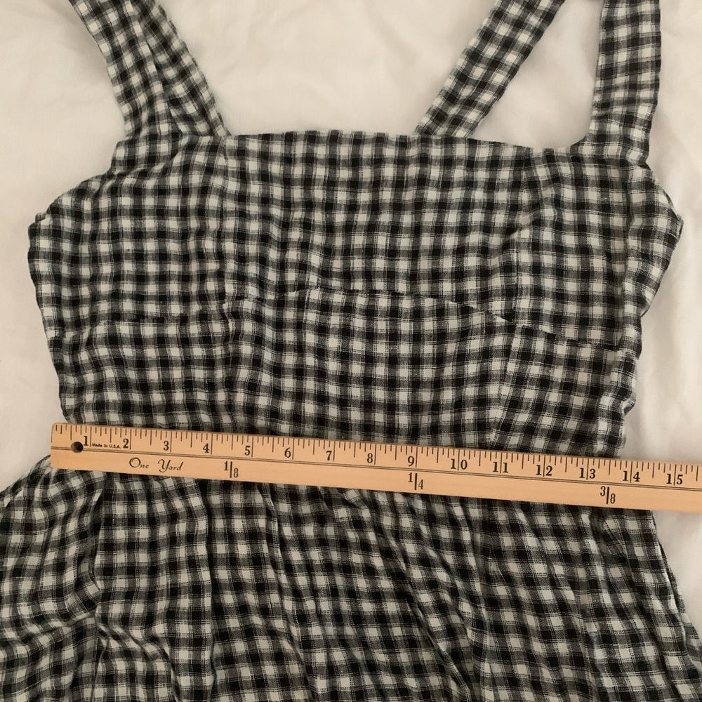 EUC Quince Black & White Gingham Maxi Dress — Smocked Bodice & Adjustable Straps - Picture 9 of 11